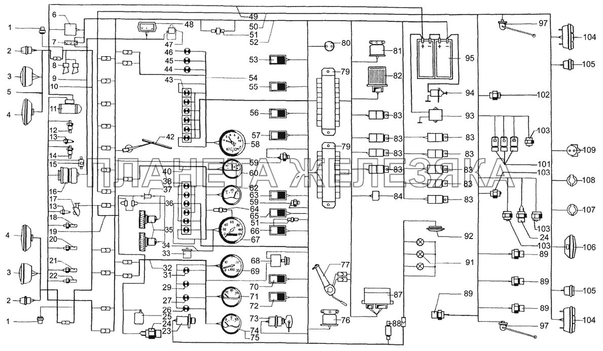 Схема электрооборудования КрАЗ-64372, 6133М6