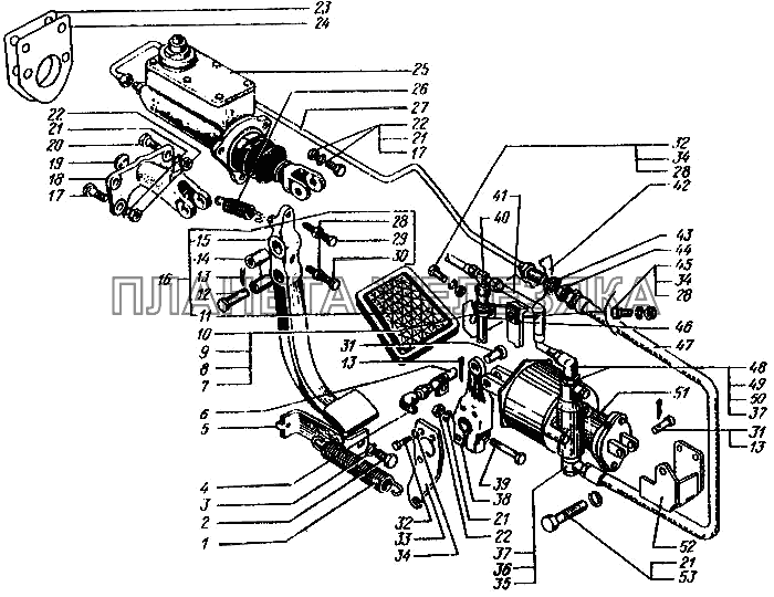 Привод управления сцеплением КрАЗ-6443