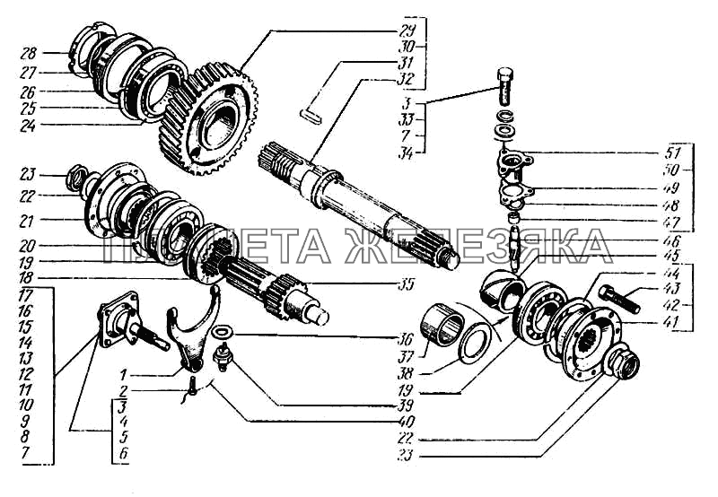 Валы привода переднего и среднего мостов КрАЗ-6443