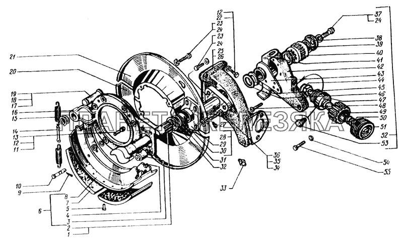 Механизмы тормозные задние КрАЗ-6443