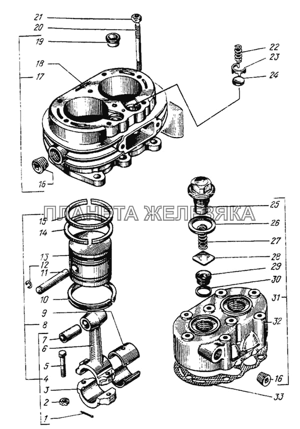 Головка и блок цилиндров компрессора КрАЗ-6443