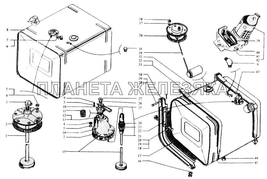 Баки топливные, топливопроводы КрАЗ-6443 (каталог 2004 г)