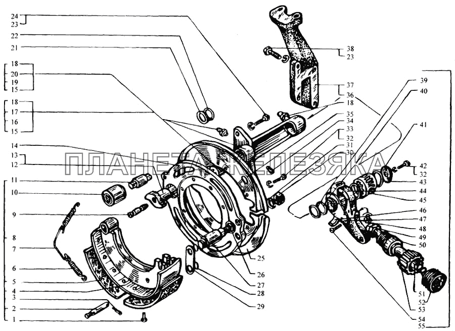 Механизмы тормозные передние КрАЗ-6443 (каталог 2004 г)
