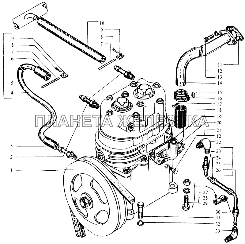 Установка и привод компрессора КрАЗ-6443 (каталог 2004 г)