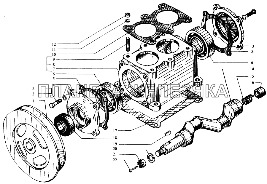 Картер и вал коленчатый компрессора КрАЗ-6443 (каталог 2004 г)