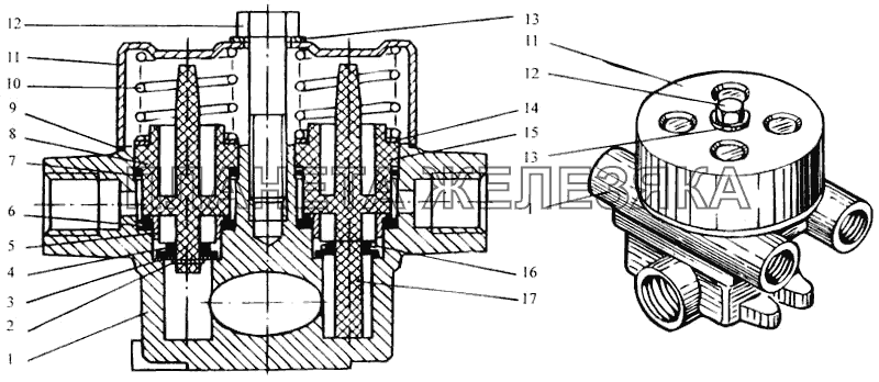 Клапан защитный четырехконтурный КрАЗ-6443 (каталог 2004 г)