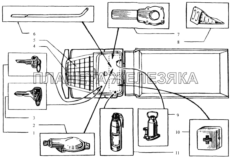 Размещение спецпринадлежностей КрАЗ-6443 (каталог 2004 г)