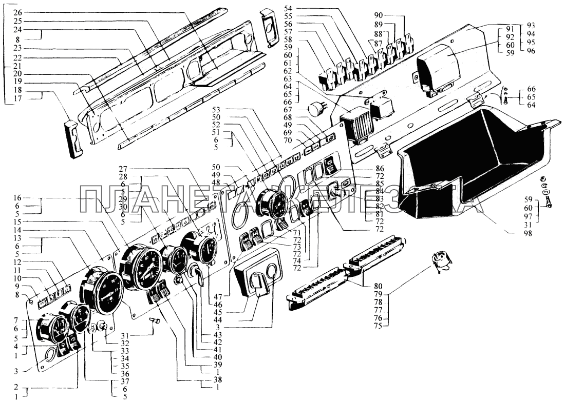 Панель приборов КрАЗ-6443 (каталог 2004 г)