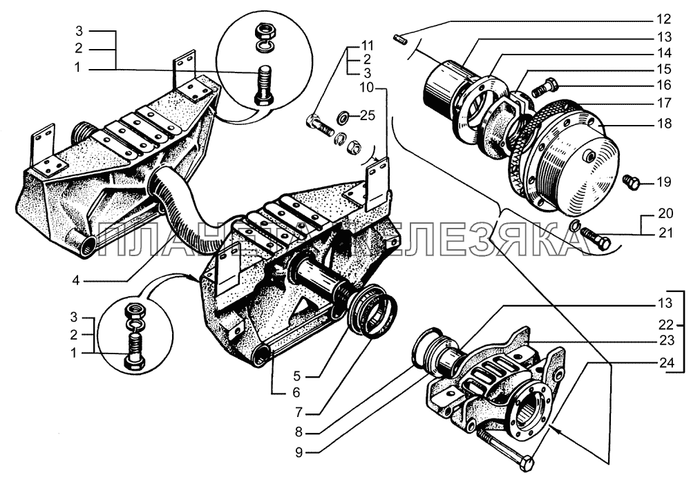 Балансиры задней подвески с осью КрАЗ-65053-02