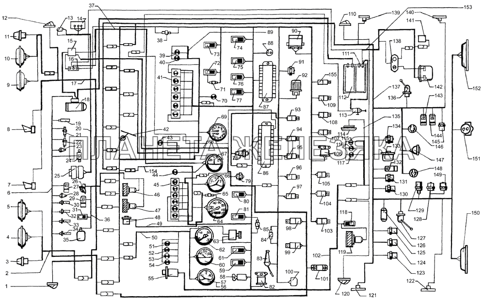 Схема электрооборудования КрАЗ-65053-02