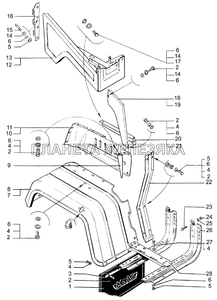 Крыло переднее и подножки КрАЗ-64431-02