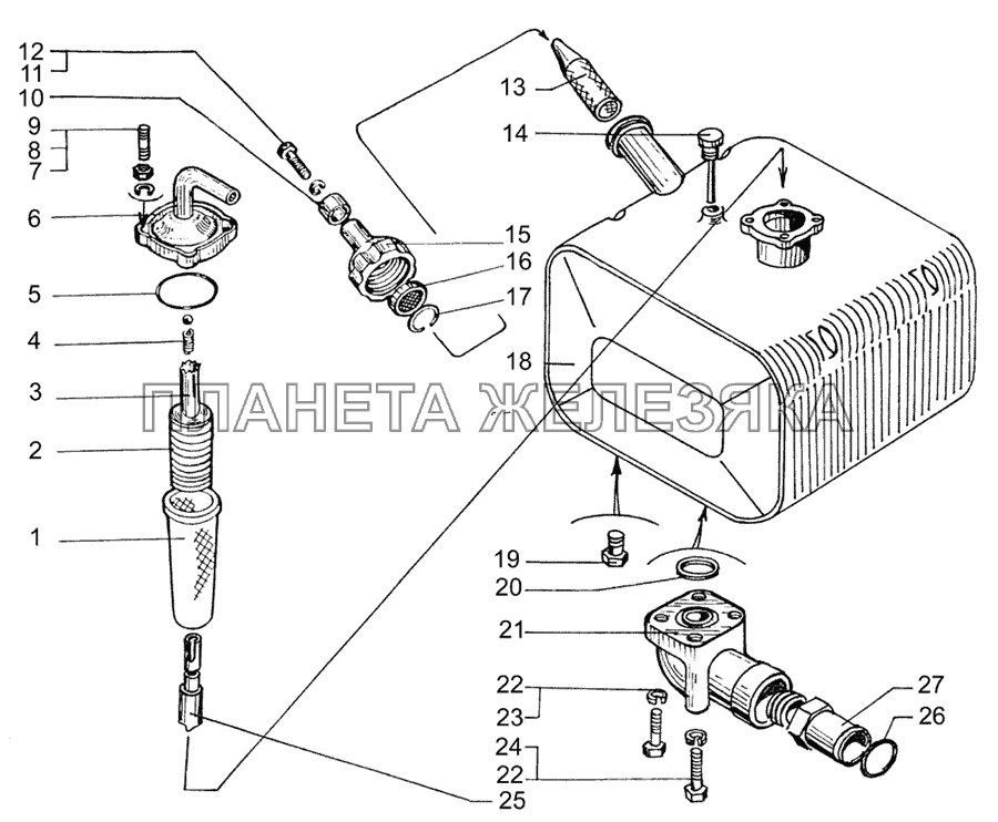 Бак масляный опрокидывающего механизма КрАЗ-65053-02