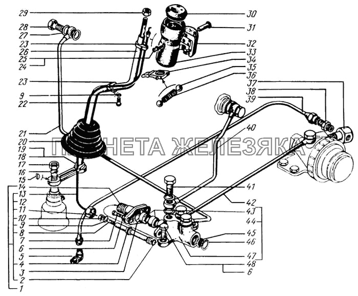 Рычаг переключения передач, кран управления КрАЗ-65055