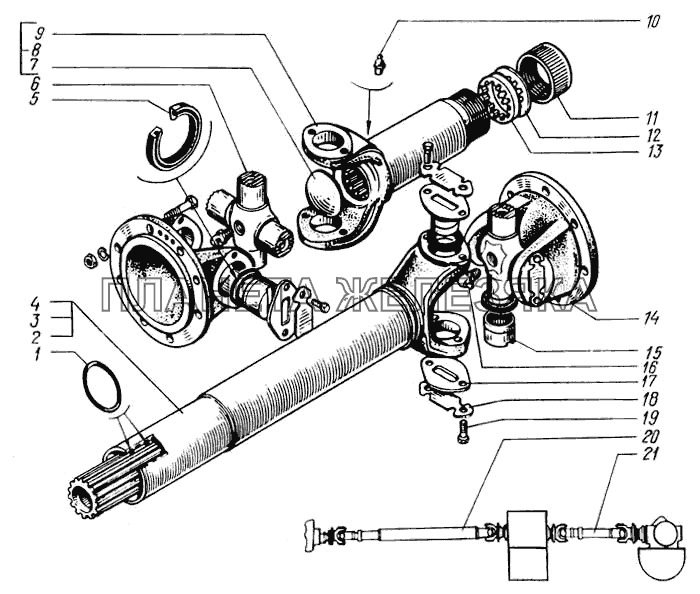 Вал карданный заднего и среднего мостов КрАЗ-65055
