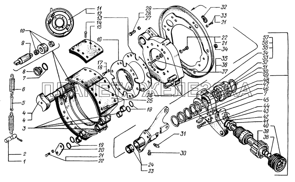 Механизм тормозной переднего колеса - до 2000 г КрАЗ-65055