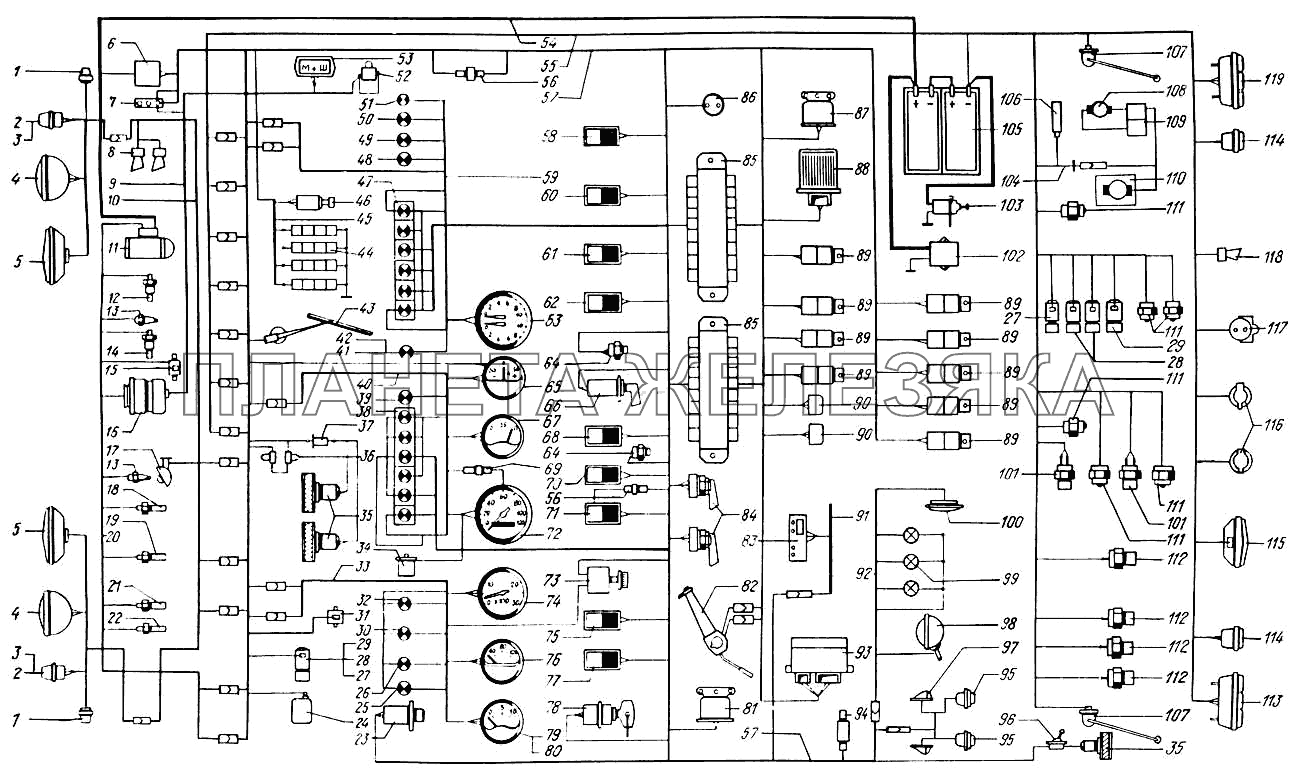 Схема электрооборудования КрАЗ-65055