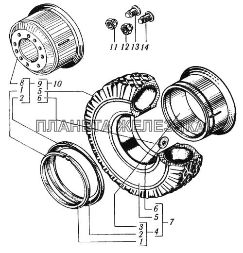 Колесо (дисковое и бездисковое с шиной) КрАЗ-6510