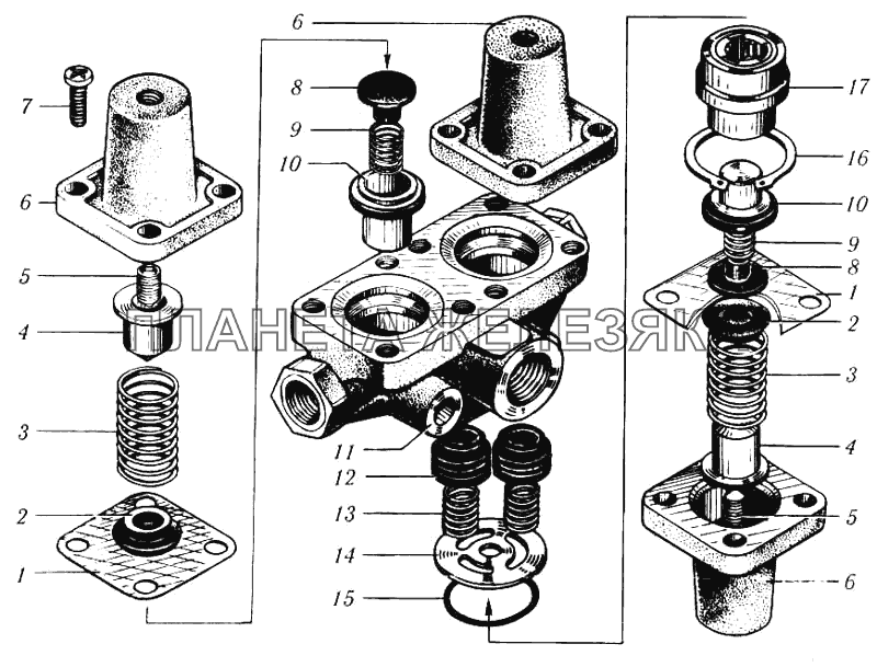 Клапан защитный тройной КрАЗ-6444 и КрАЗ-65101 КрАЗ-6510