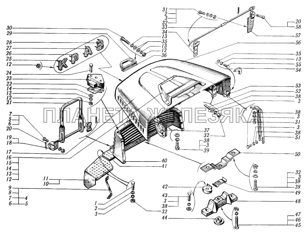 Облицовка радиатора и капот КрАЗ-6510
