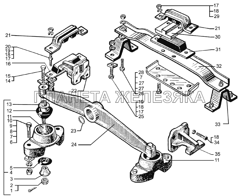 Крепление силового агрегата КрАЗ-7133С4