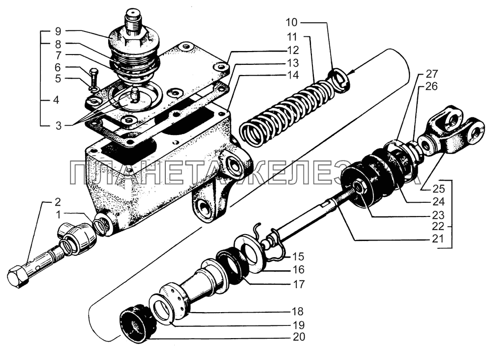 Главный цилиндр выключения сцепления КрАЗ-7133С4