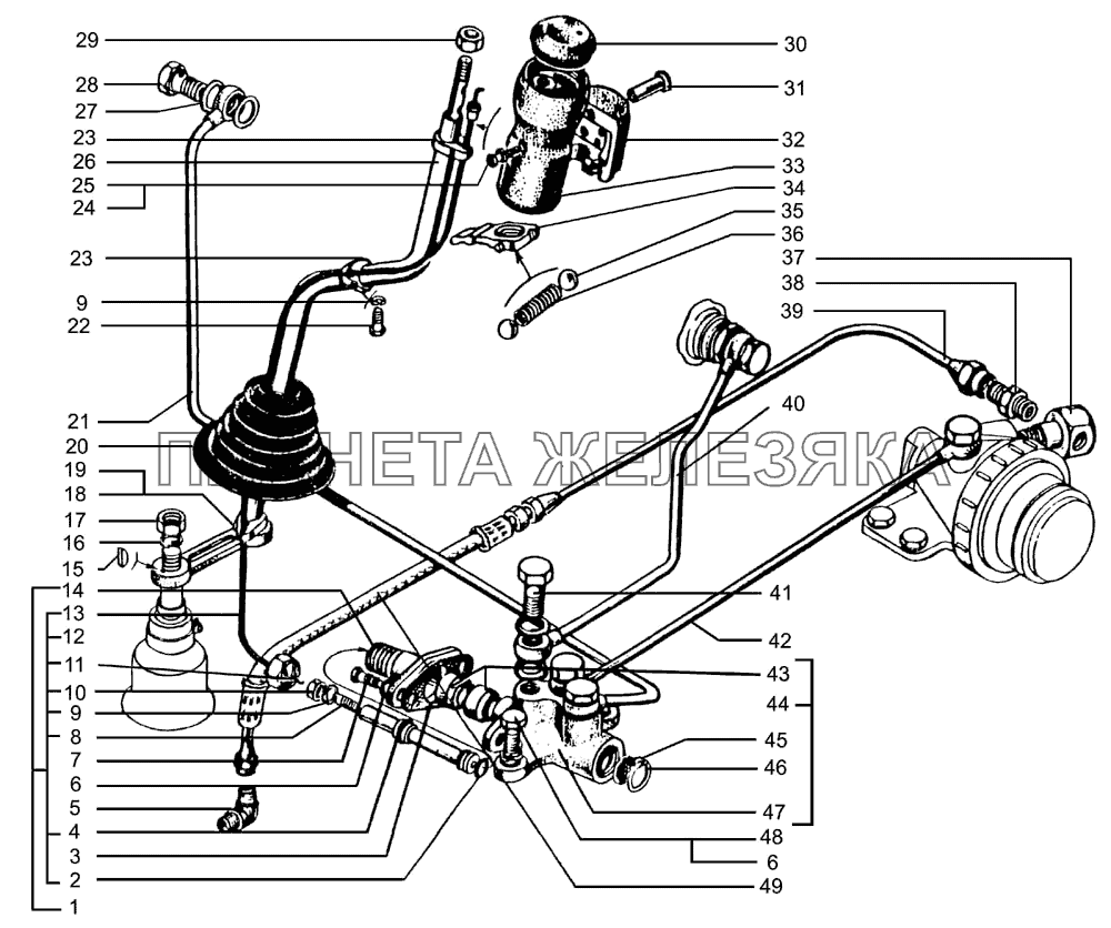 Рычаг переключения передач, кран управления КрАЗ-7133С4