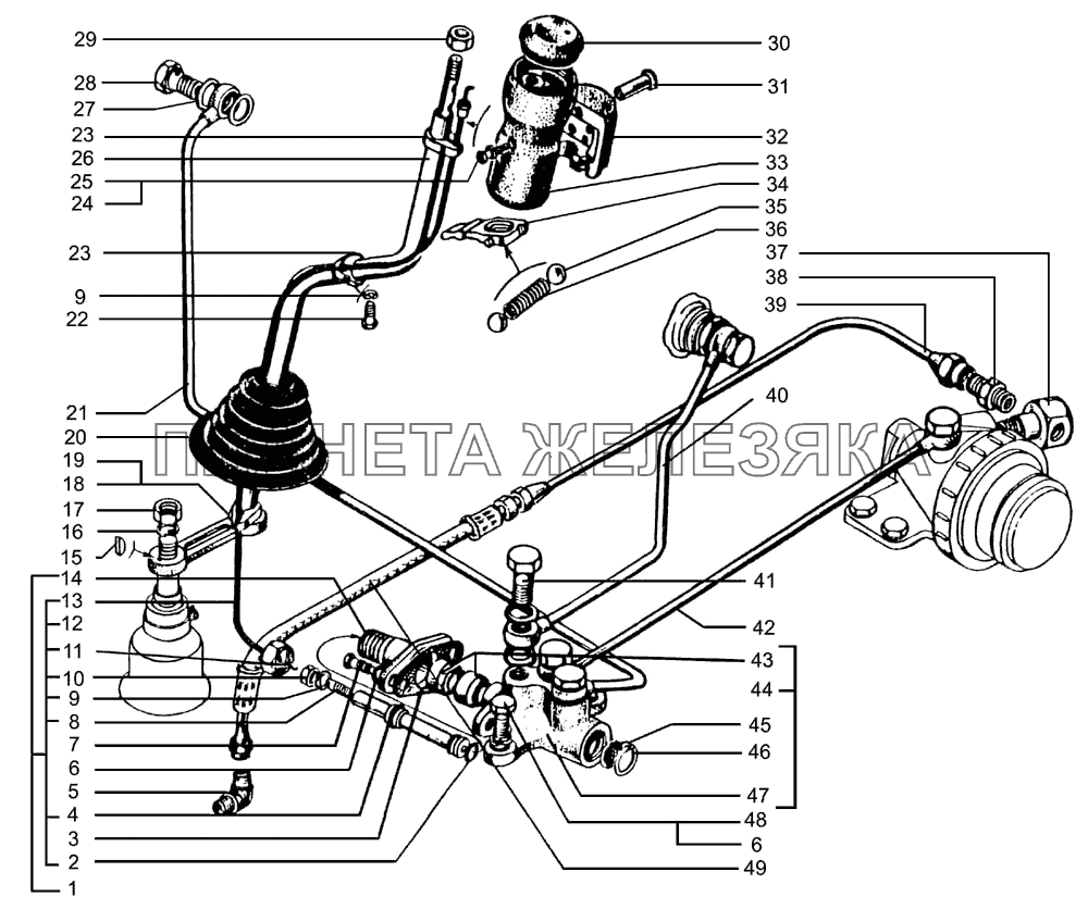 Рычаг переключения передач, кран управления КрАЗ-7133H4