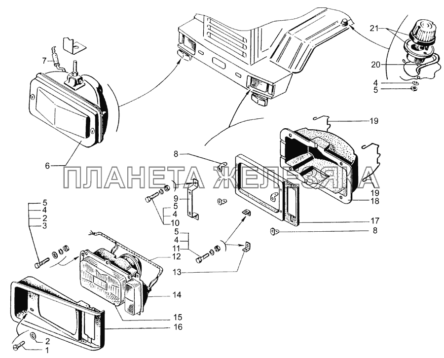 Приборы световые передние КрАЗ-7133С4