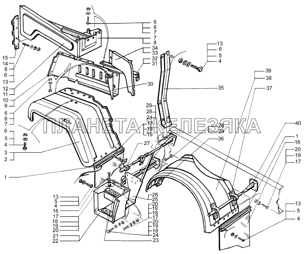 Крыло переднее и Подножки КрАЗ-7133H4