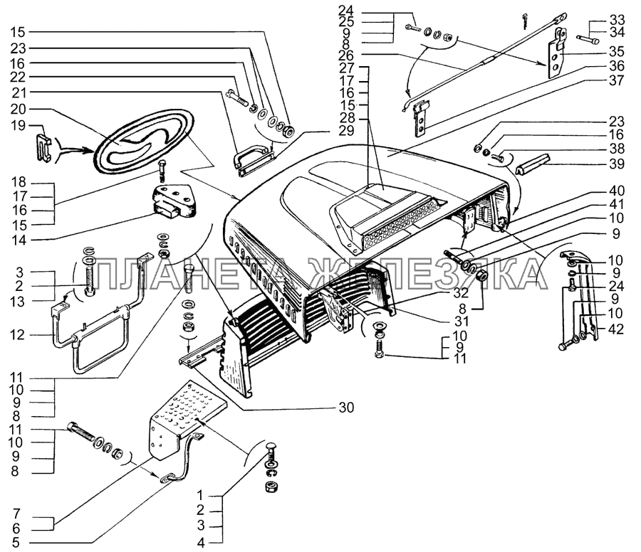 Облицовка радиатора и капот КрАЗ-7133С4