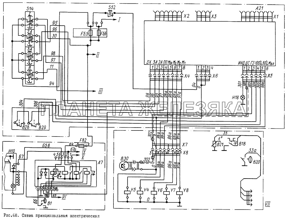 Схема принципиальная электрическая ЛиАЗ 5256