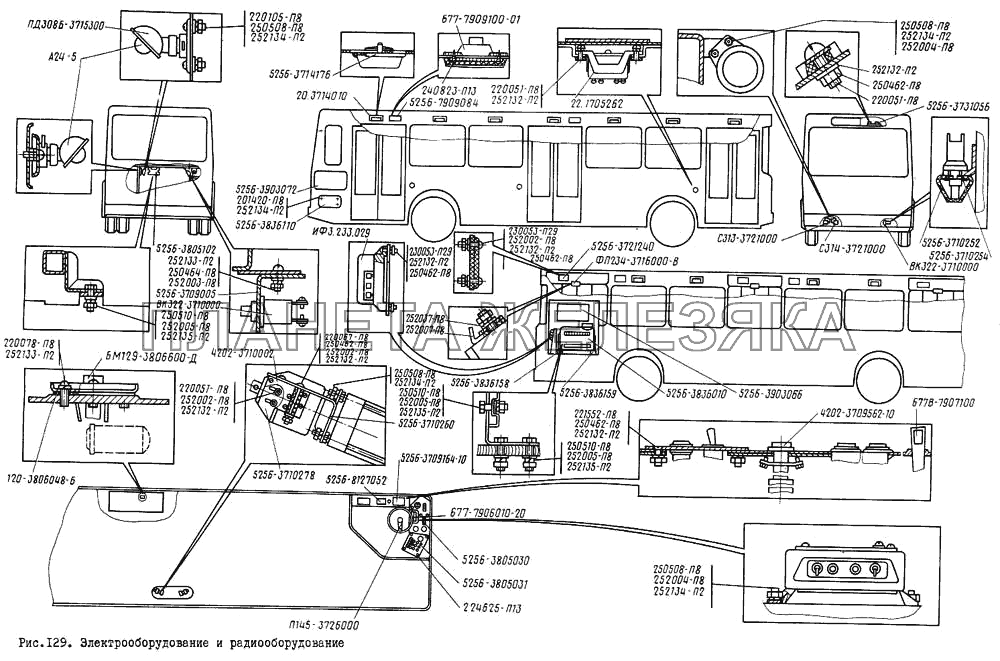 Электрооборудование и радиооборудование ЛиАЗ 5256