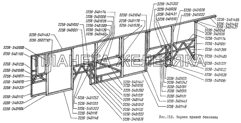 Каркас правой боковины ЛиАЗ 5256