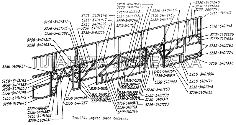 Каркас левой боковины ЛиАЗ 5256
