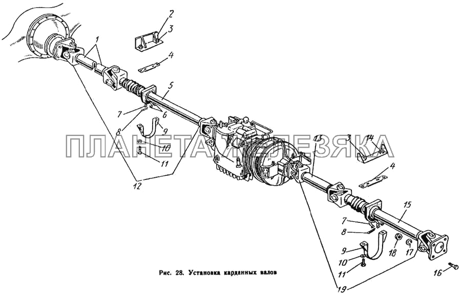 Установка карданных валов ЛиАЗ 677