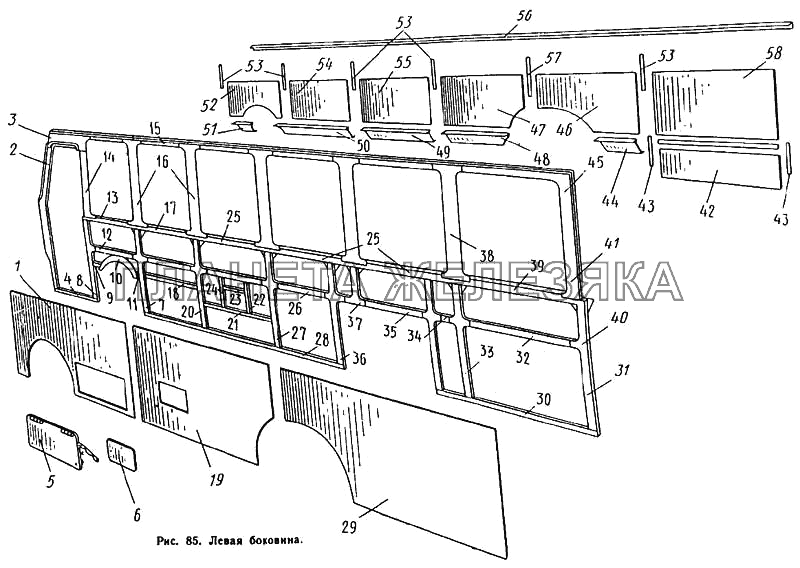 Левая боковина ЛиАЗ 677