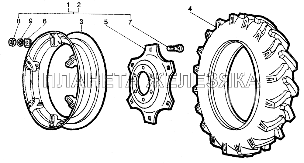 Колесо переднее 8,3-20 (разборный обод с диском) ЛТЗ-55