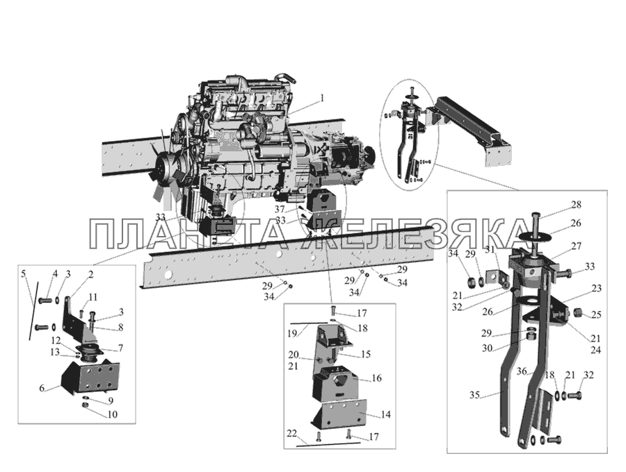 Крепление двигателя 437030-1001002 МАЗ-437030 (Зубренок)