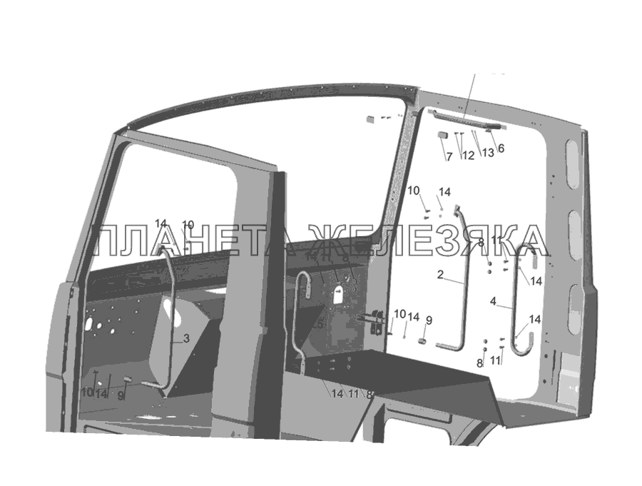 Установка поручней в кабине 64226-8200030-10 МАЗ-437030 (Зубренок)