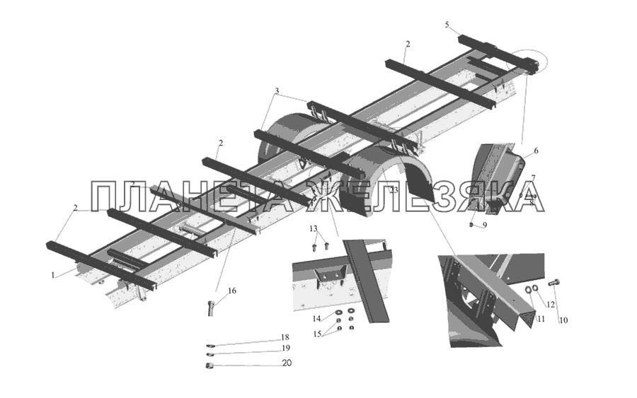 Установка основания и брызговиков МАЗ-437030 (Зубренок)