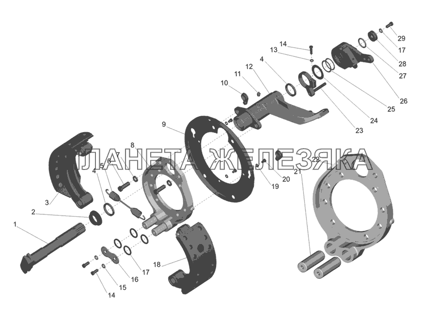 Тормозной механизм передней оси МАЗ-437030 (Зубренок)