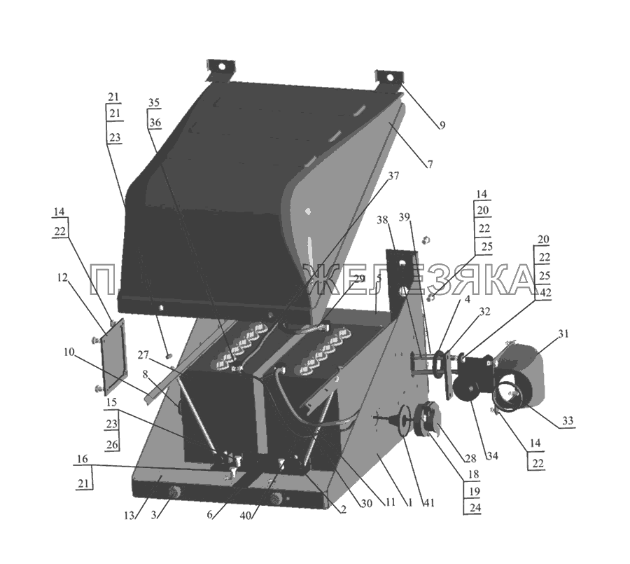 Установка аккумуляторных батарей 437040-3700008 МАЗ-437030 (Зубренок)