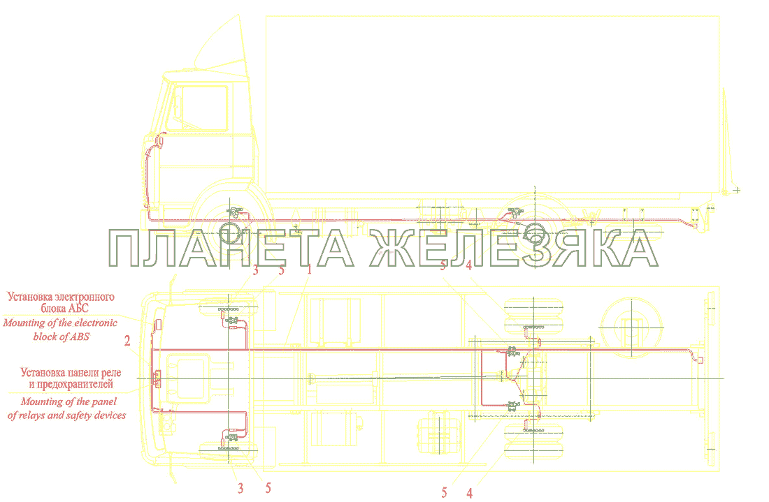 Установка элементов электрооборудования электронных систем на автомобиле МАЗ-437041 МАЗ-437040 (Зубренок)