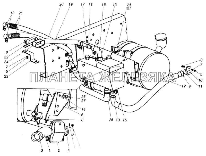 Установка подогревателя. Hydronic 10 МАЗ-437040 (Зубренок)