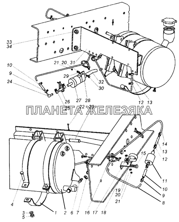 Топливопроводы питания подогревателя. Hydronic 10 МАЗ-437040 (Зубренок)