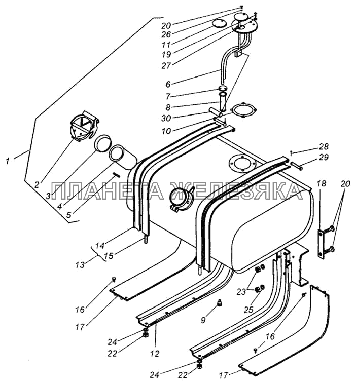 Крепление топливного бака МАЗ-437040 (Зубренок)