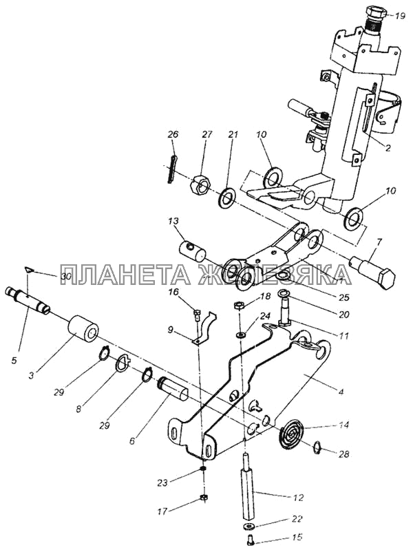 Кронштейн с колонкой МАЗ-437040 (Зубренок)