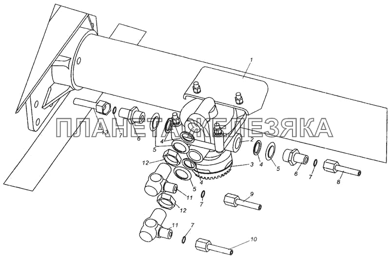Установка ускорительного клапана и присоединительной арматуры МАЗ-437040 (Зубренок)