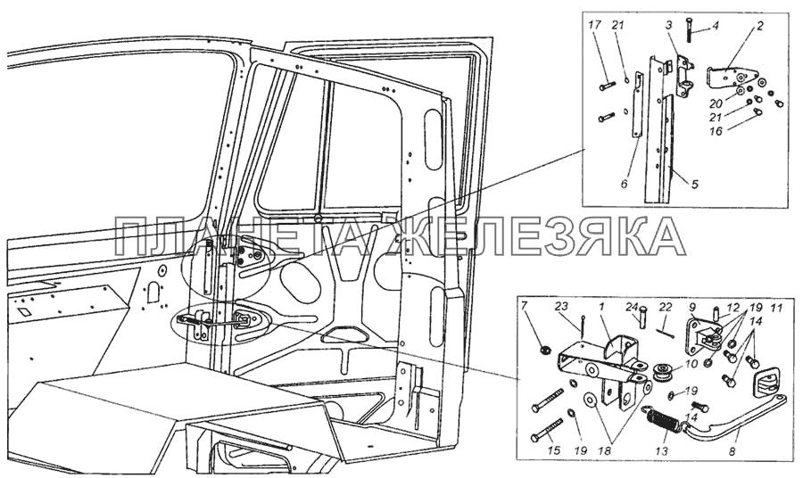 Установка ограничителя и петель двери МАЗ-437040 (Зубренок)