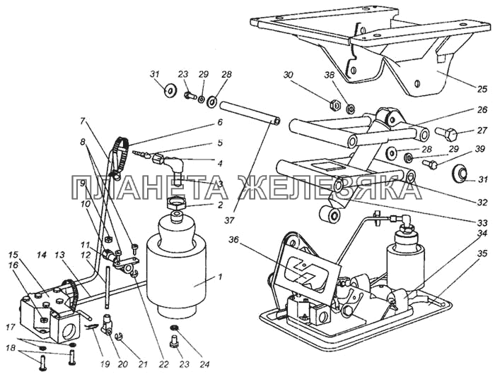 Подставка сиденья с пневмооборудованием МАЗ-437040 (Зубренок)
